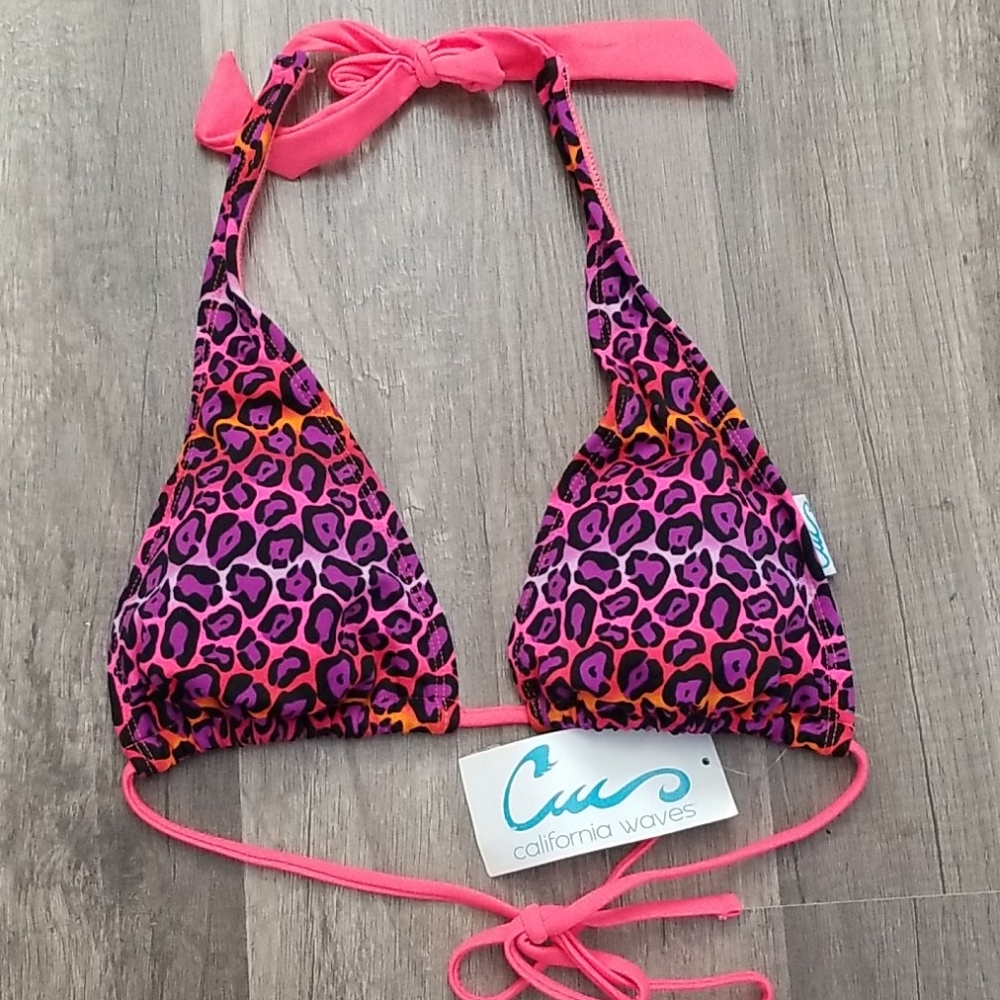 Leopard print bikini top by California Waves